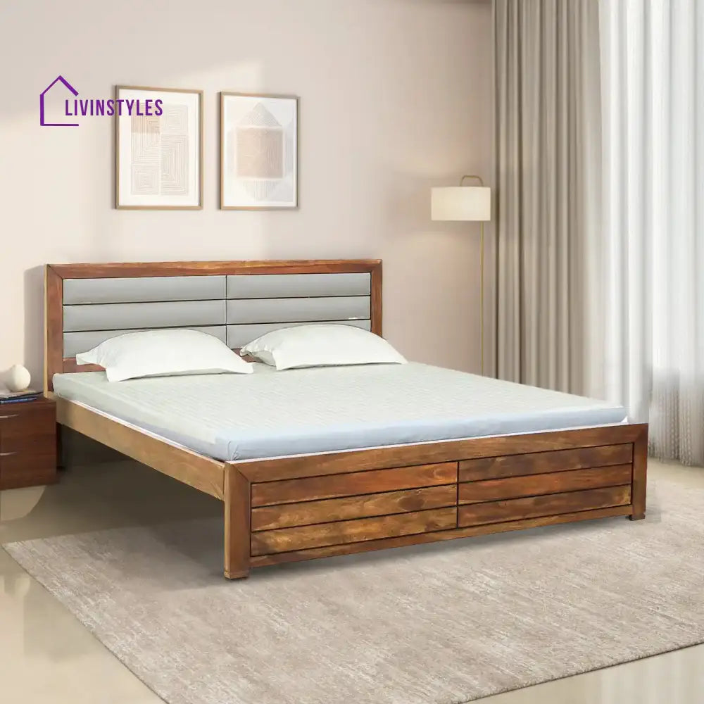Moscow Sheesham Wood Beds Queen / Natural Bed without storage