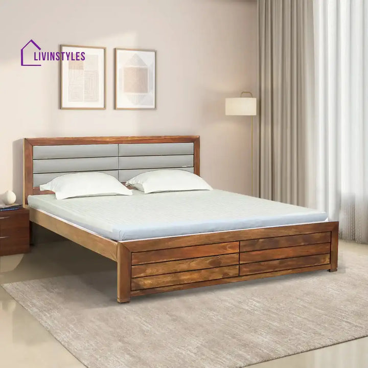 Moscow Sheesham Wood Beds Queen / Natural Bed without storage