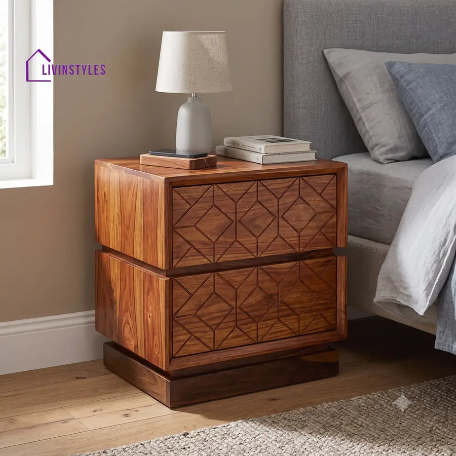 Nanjala Premium Wooden Bedside Table | Side Table for Bedroom