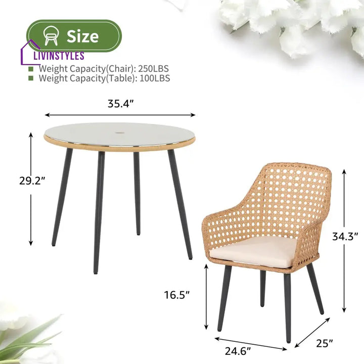 Nano Outdoor Patio Seating Set 4 Chairs and 1 Table Set (Tan) - Dining sets