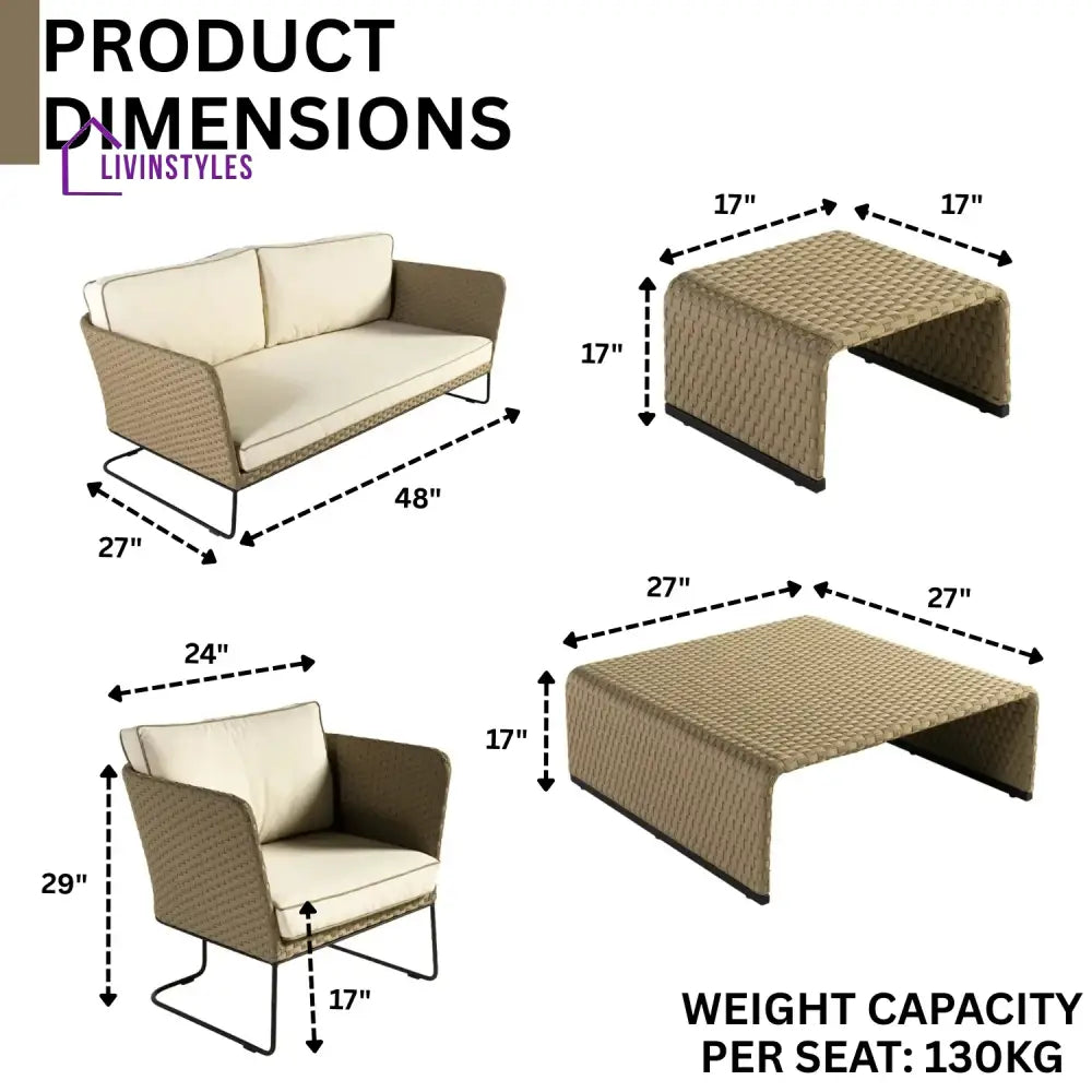Naomi 5-Piece All Weather Wicker Sofa Set - Sofa Set