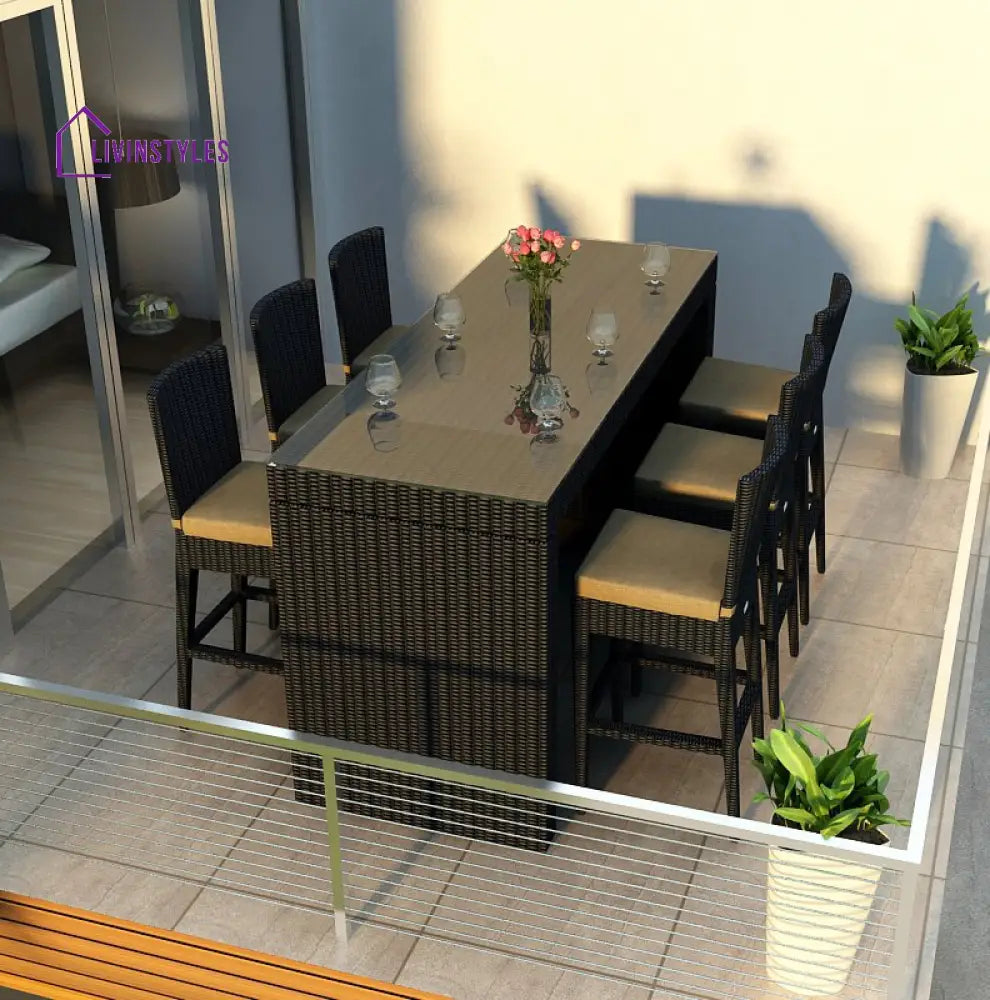 Napo Outdoor Patio Bar Sets 6 Chairs and 1 Table (Black) - Bar Sets