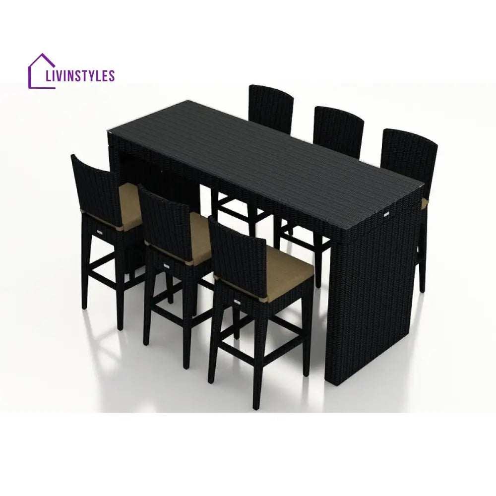 Napo Outdoor Patio Bar Sets 6 Chairs and 1 Table (Black) - Bar Sets