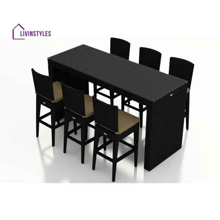 Napo Outdoor Patio Bar Sets 6 Chairs and 1 Table (Black) - Bar Sets