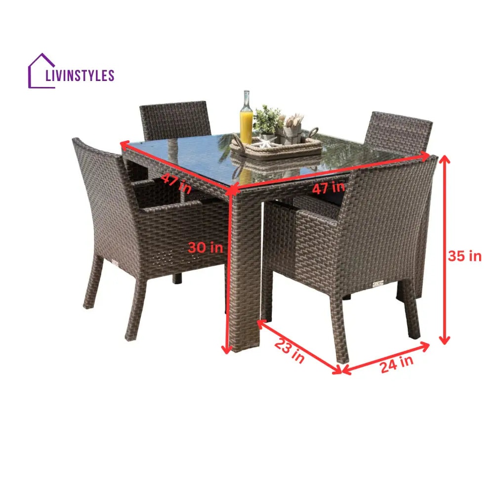 Napolitano Outdoor Patio Dining Set 4 Chairs and 1 Table (Brown) - Dining sets