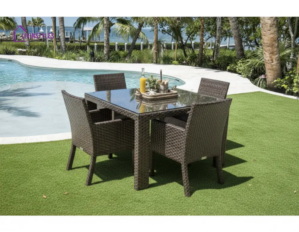 Napolitano Outdoor Patio Dining Set 4 Chairs and 1 Table (Brown) - Dining sets