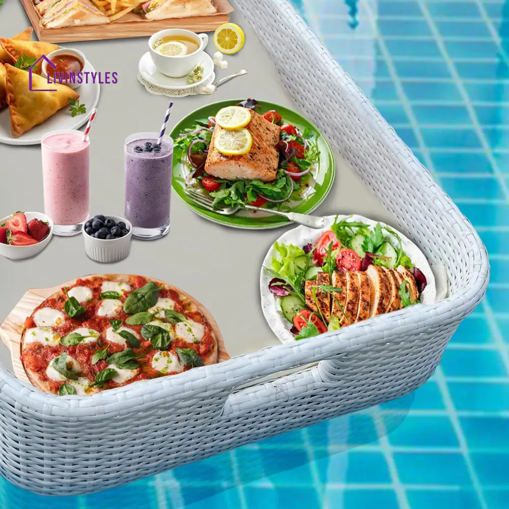 Narsa Luxury Floating Serving Tray For Swimming Pool - White(Rectangle)