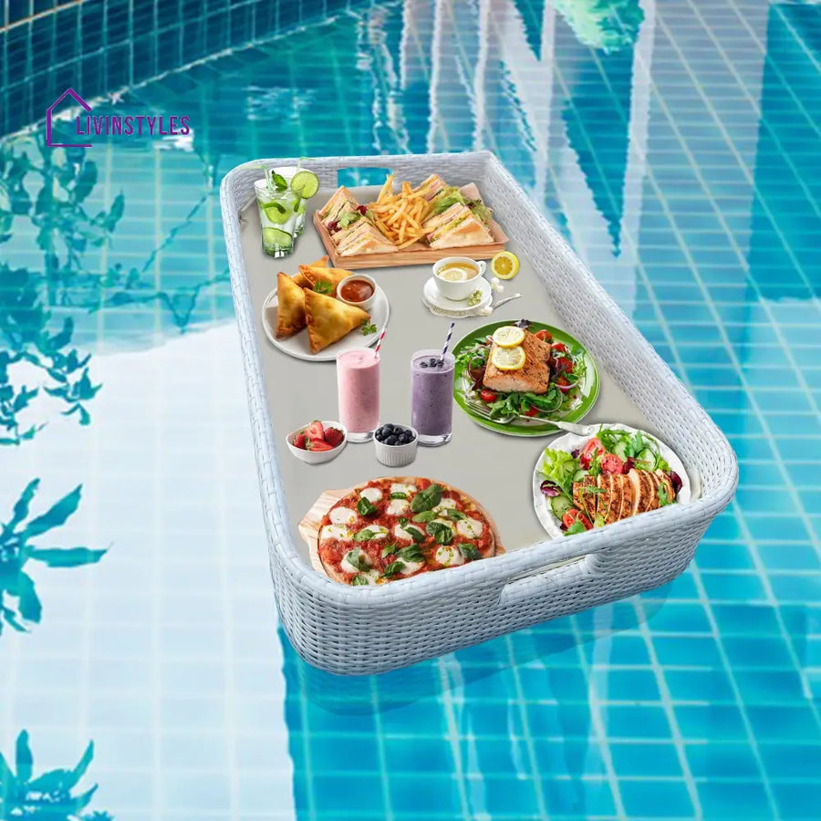 Narsa Luxury Floating Serving Tray For Swimming Pool - White(Rectangle)