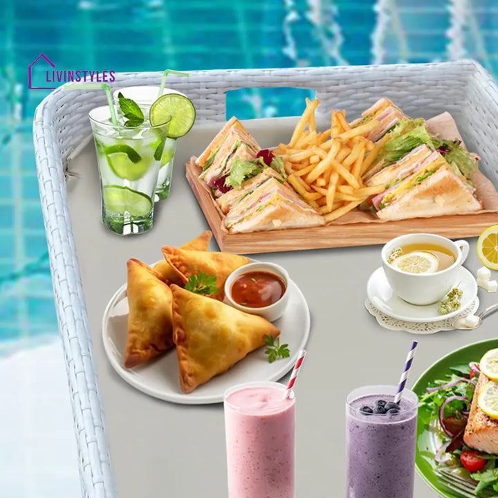 Narsa Luxury Floating Serving Tray For Swimming Pool - White(Rectangle)