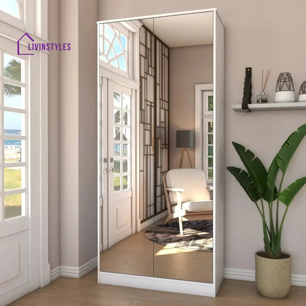 Nastya White and Glass Door Shoe Rack