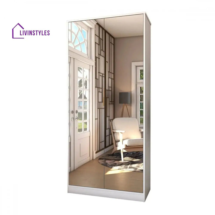 Nastya White and Glass Door Shoe Rack