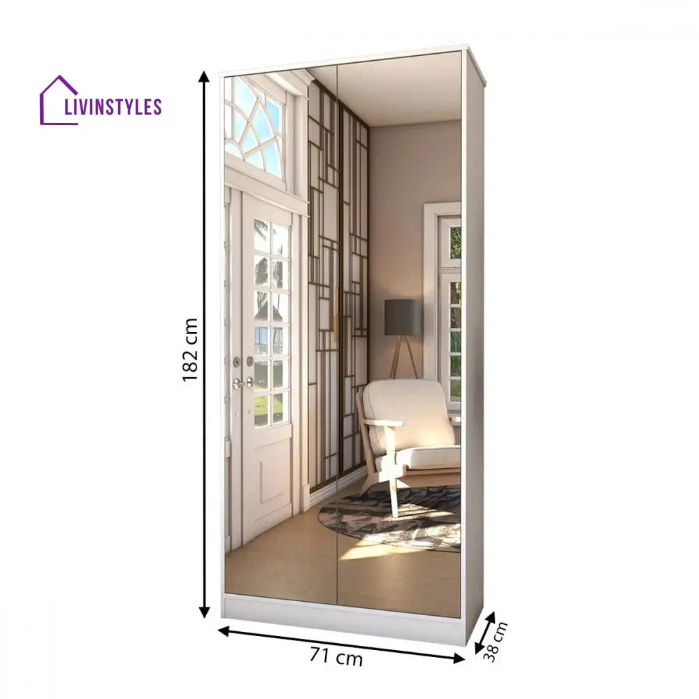 Nastya White and Glass Door Shoe Rack