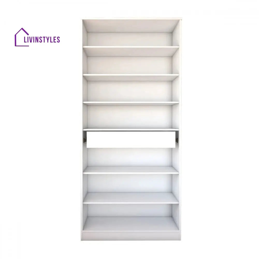 Nastya White and Glass Door Shoe Rack