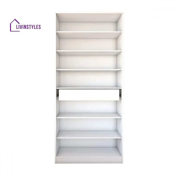 Nastya White and Glass Door Shoe Rack