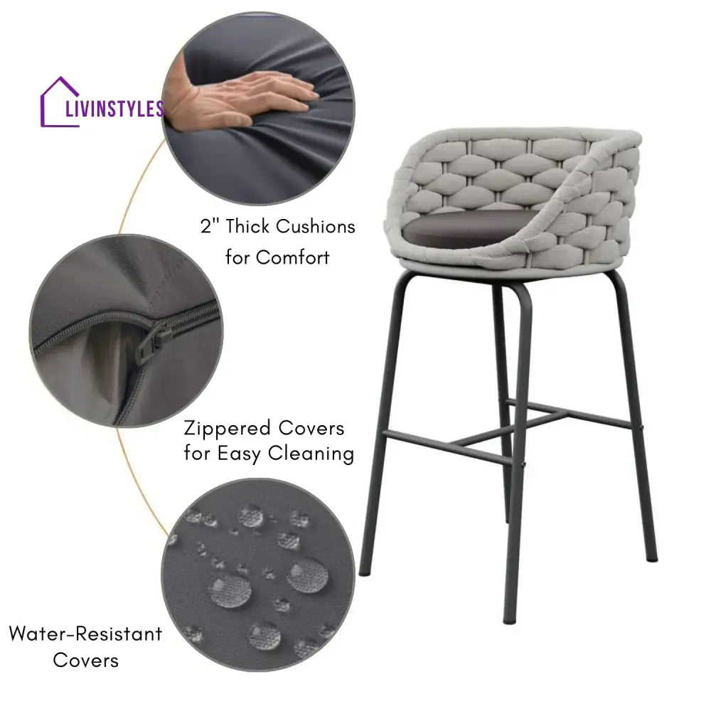 Natalia 2-Piece Outdoor Rope Bar Chairs – Stylish Comfort Built to Last - Bar Chairs