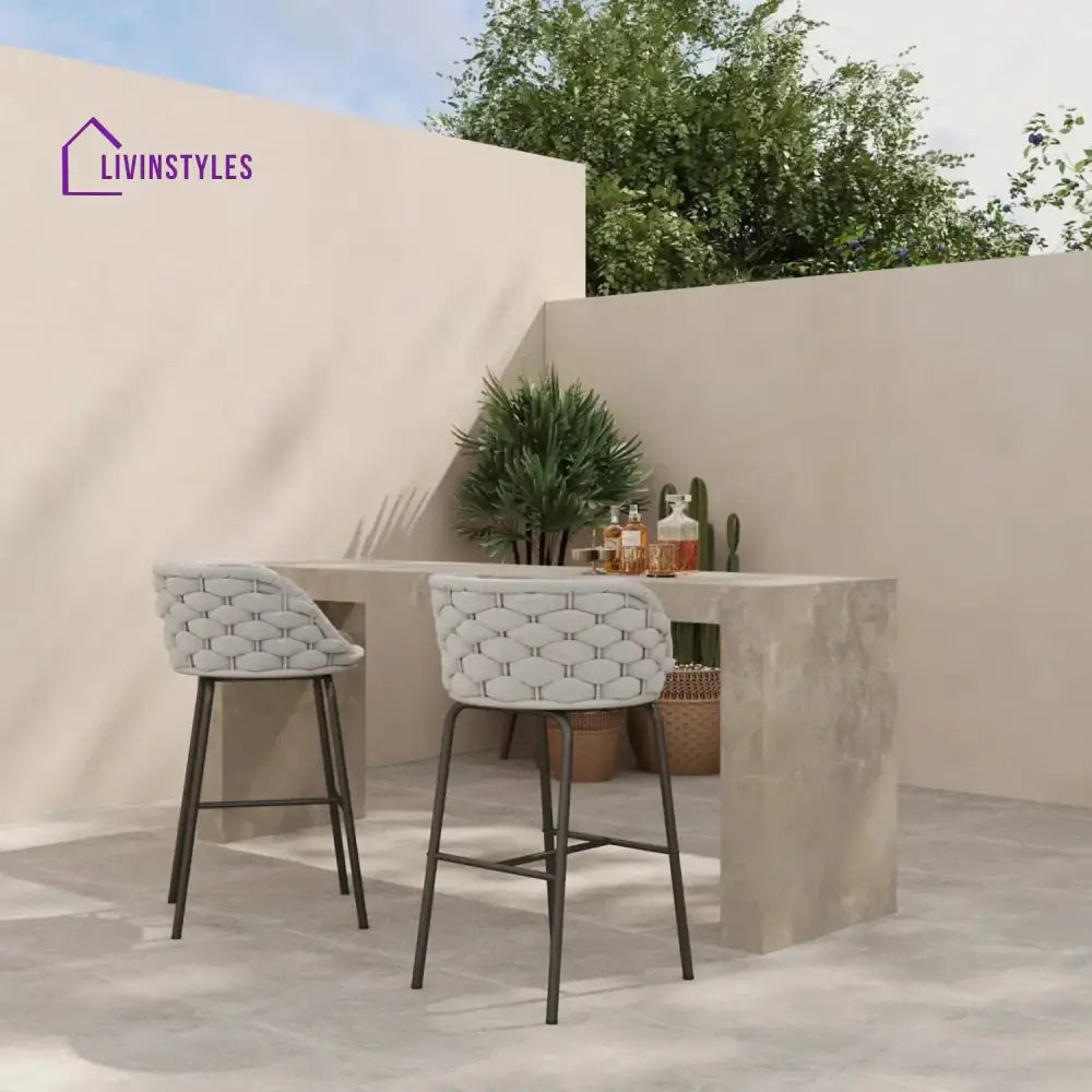 Natalia 2-Piece Outdoor Rope Bar Chairs – Stylish Comfort Built to Last - Bar Chairs