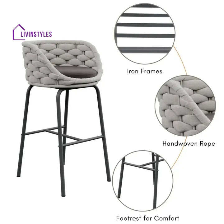 Natalia 2-Piece Outdoor Rope Bar Chairs – Stylish Comfort Built to Last - Bar Chairs