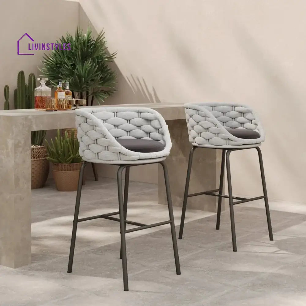 Natalia 2-Piece Outdoor Rope Bar Chairs – Stylish Comfort Built to Last - Bar Chairs