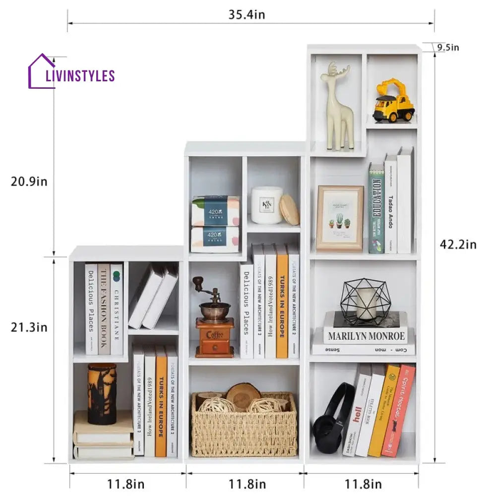 Natalia Engineered Wood Bookshelves | Bookshelf for Living Room | Bedroom | Drawing Room | Study Room
