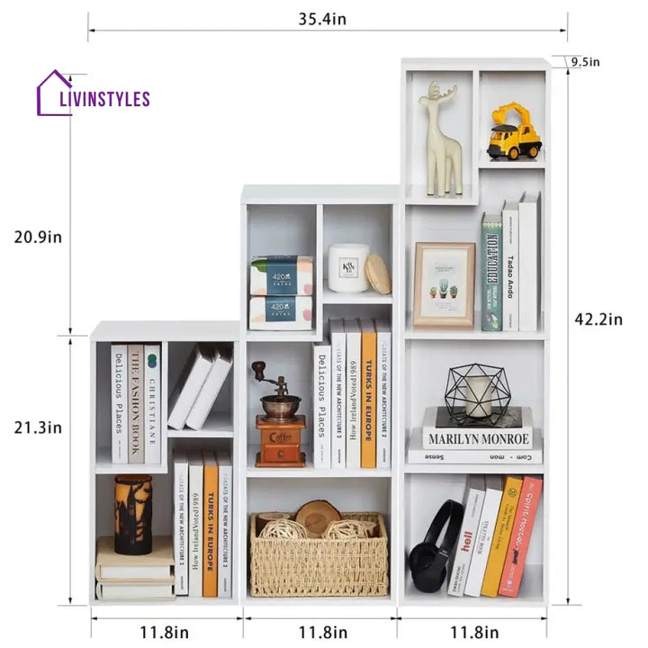 Natalia Engineered Wood Bookshelves | Bookshelf for Living Room | Bedroom | Drawing Room | Study Room