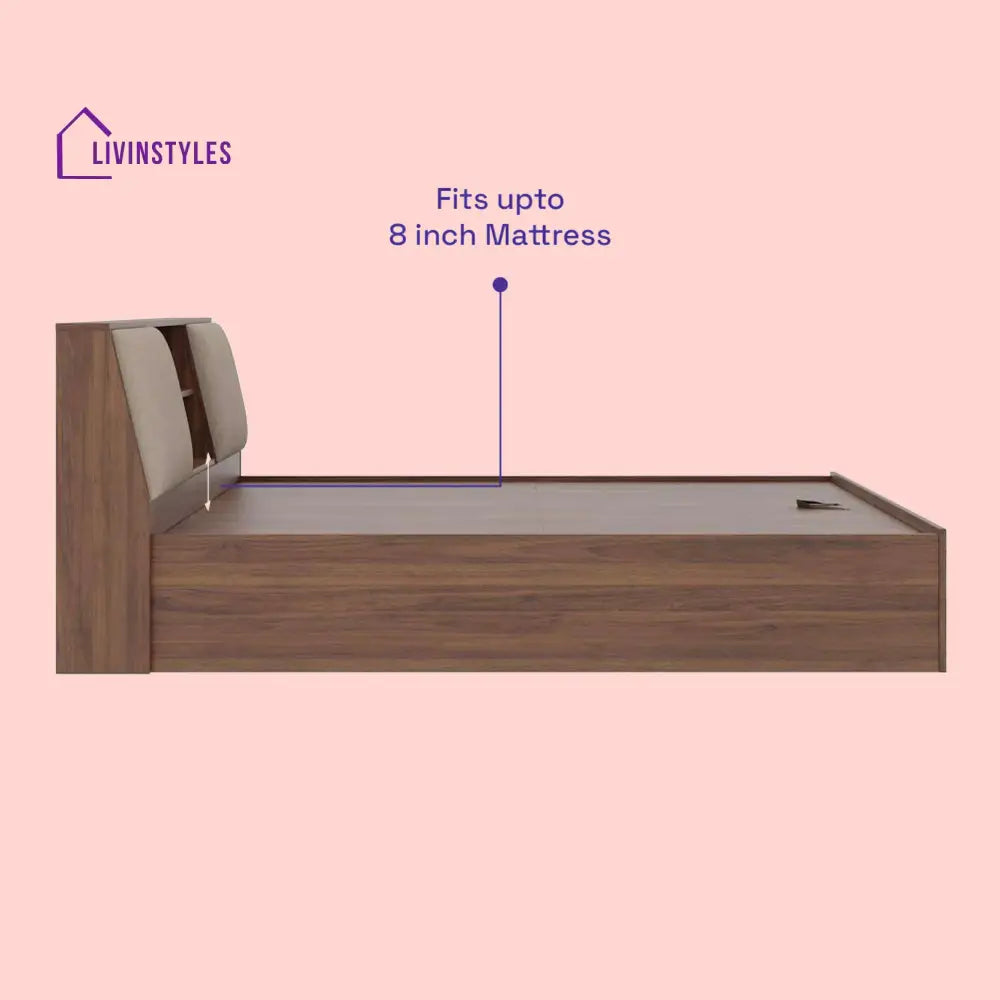 Natalia Engineered Wood King Size Upholstered Bed with Storage