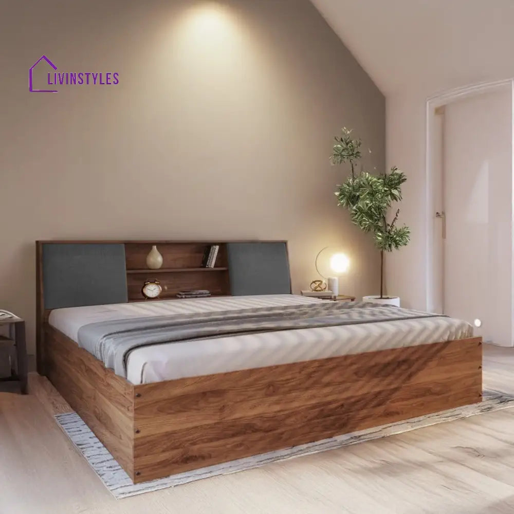 Natalia Engineered Wood King Size Upholstered Bed with Storage