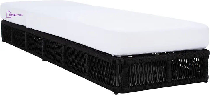 Natalia Outdoor Swimming Poolside Lounger (Black) Braided & Rope - Loungers