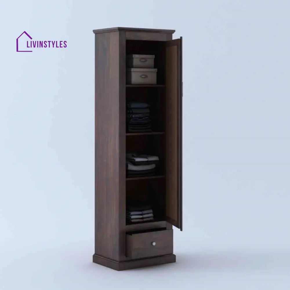 Natalia single door sheesham wood wardrobe