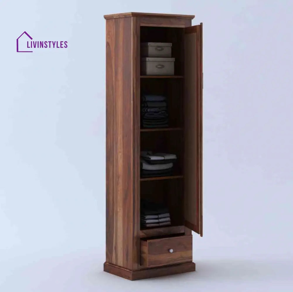 Natalia single door sheesham wood wardrobe