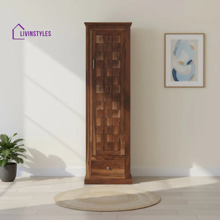 Natalia single door sheesham wood wardrobe Honey