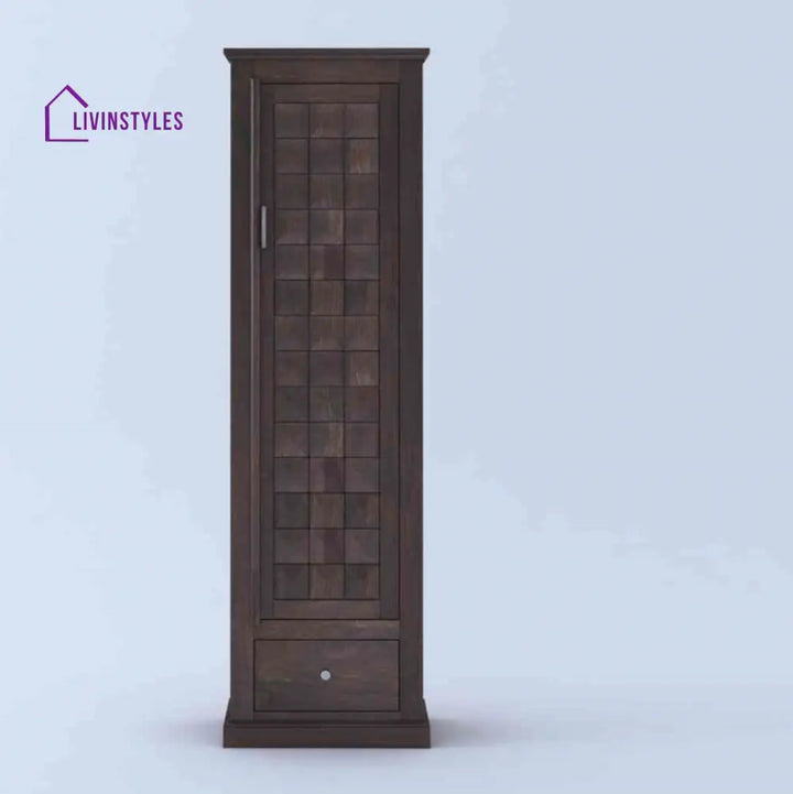 Natalia single door sheesham wood wardrobe Walnut