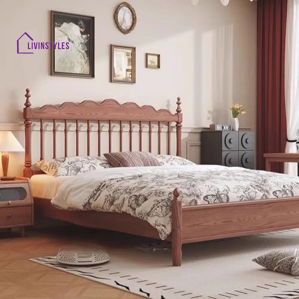 Natalia Solid Walnut Wood Bed for Luxury Homes