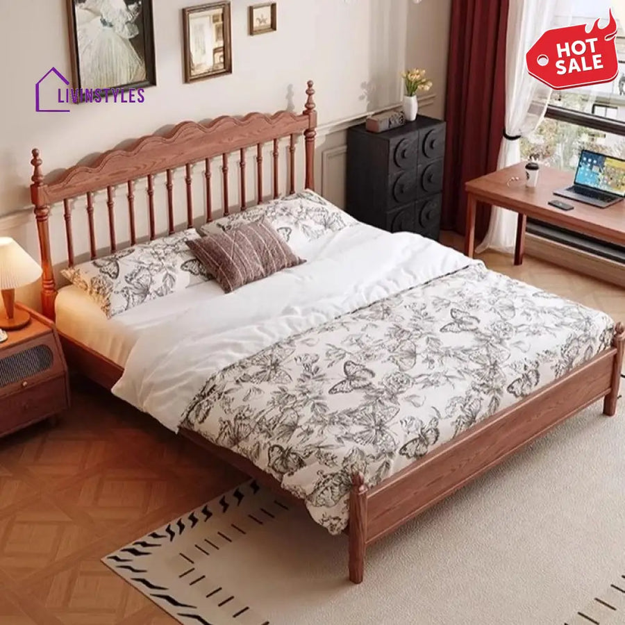 Natalia Solid Walnut Wood Bed for Luxury Homes