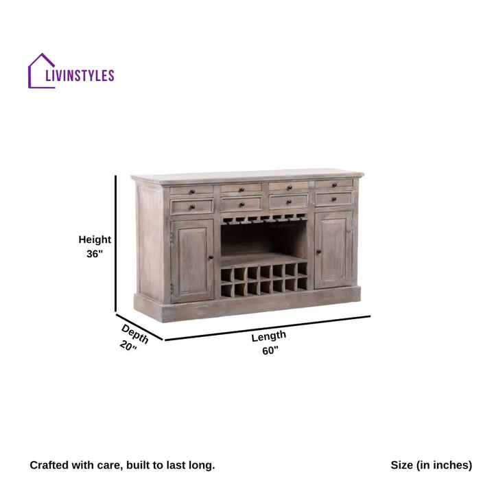 Natalia Wooden Drink Cabinet Bar Counter (Rustic Brown) simple