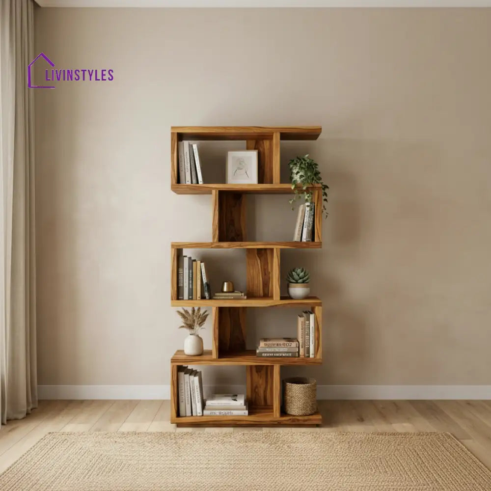 Natalie Sheesham Wood Ladder Book Shelf (Honey Finish)