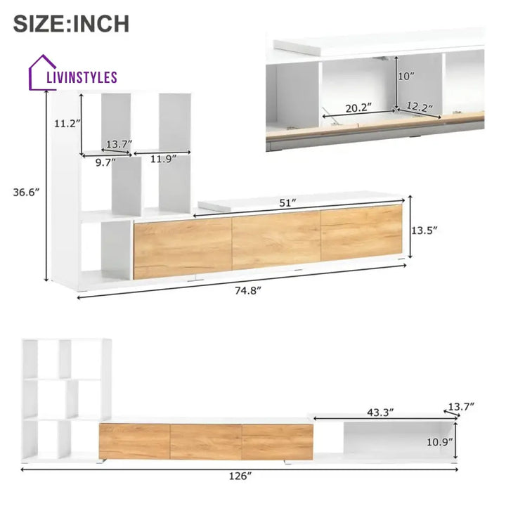 Natalie Wood Finish Tv Unit Stand for Living Room