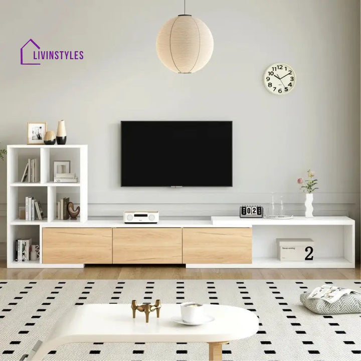 Natalie Wood Finish Tv Unit Stand for Living Room