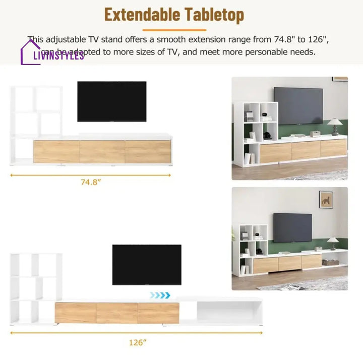 Natalie Wood Finish Tv Unit Stand for Living Room
