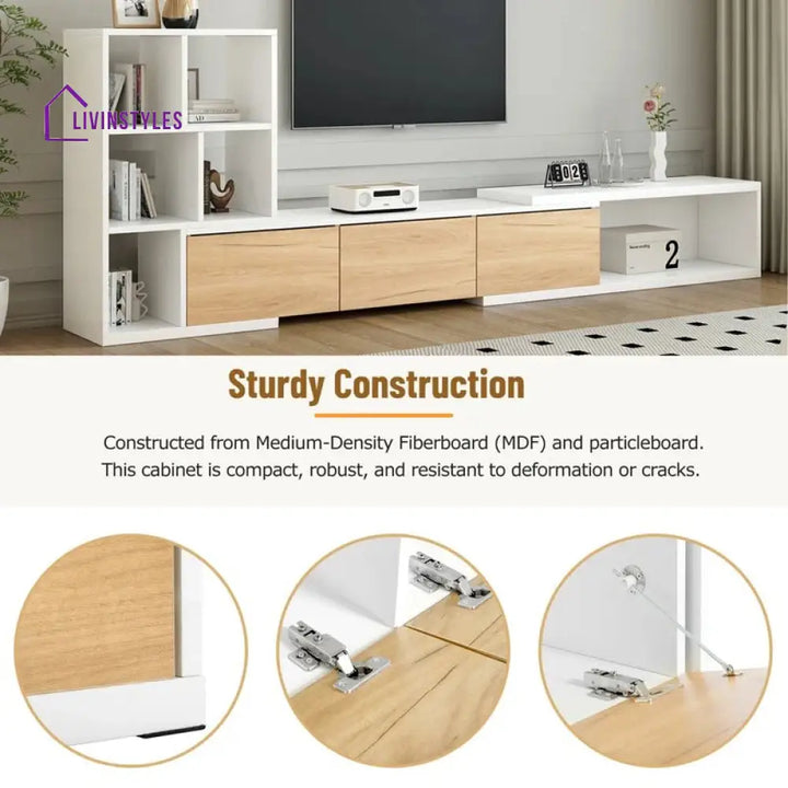Natalie Wood Finish Tv Unit Stand for Living Room