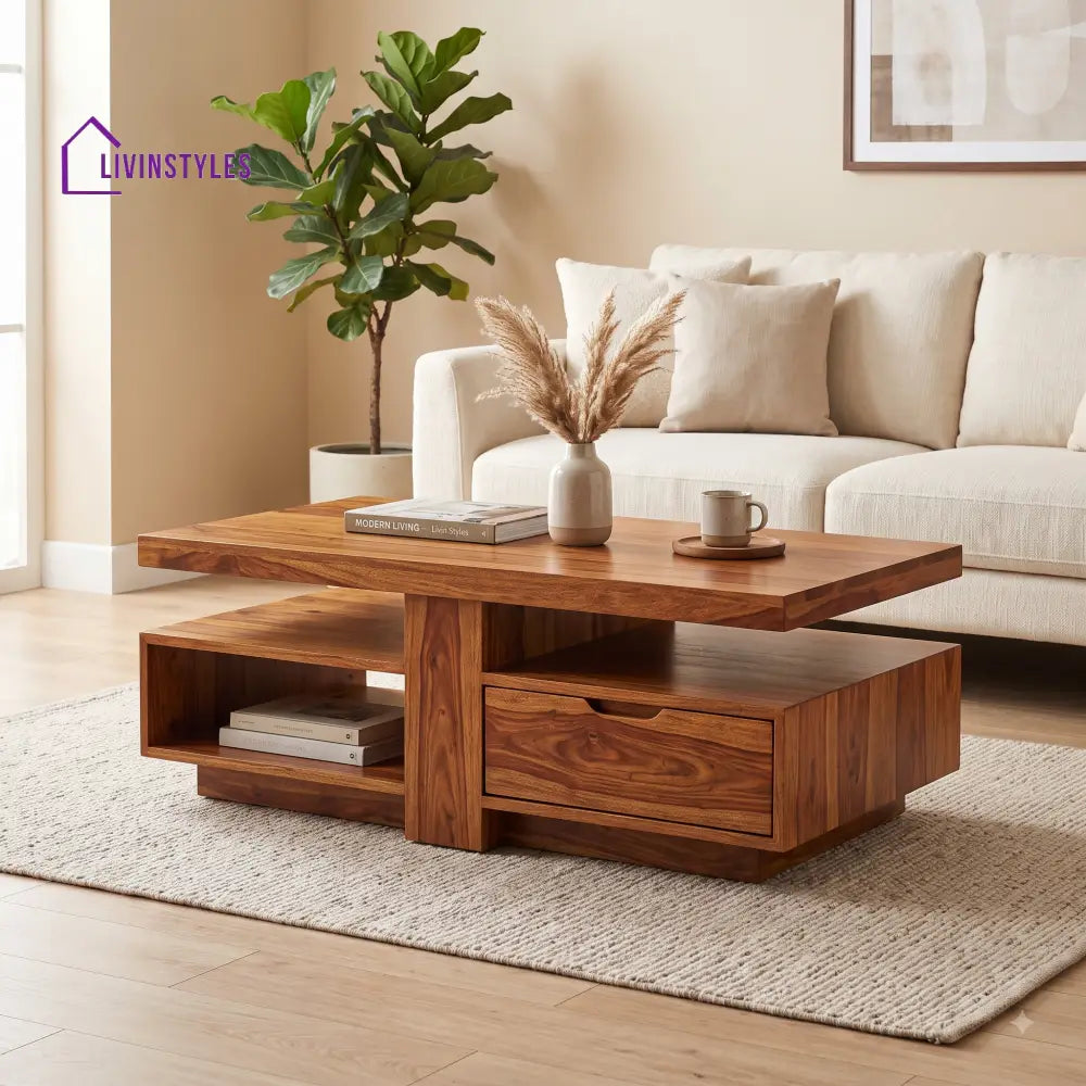 Nathalie Wooden Coffee Table for Living Room | Tea Table | Teapoy | Center table