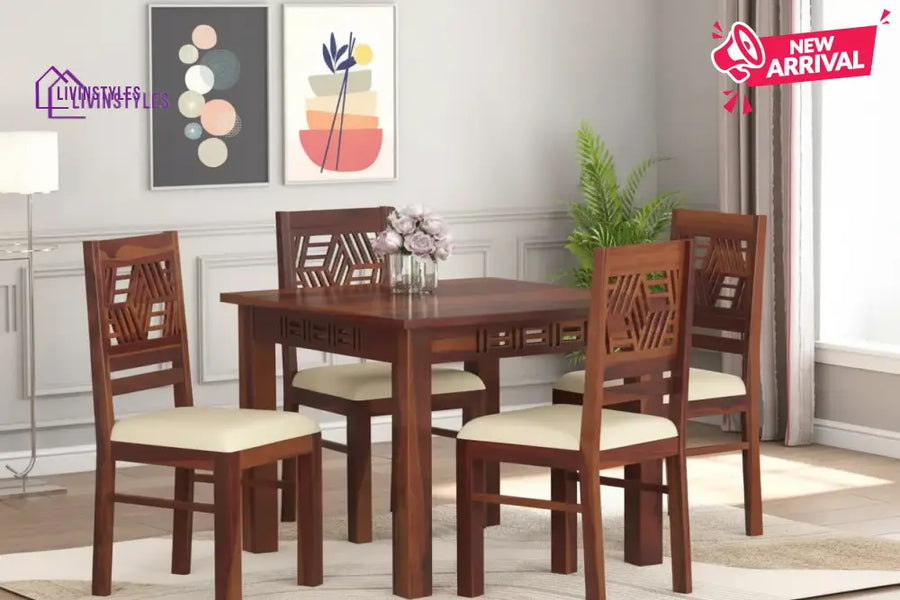 Adiva 4 Seater Sheesham wood Dining Set with Adiva Sheesham Dining Chair