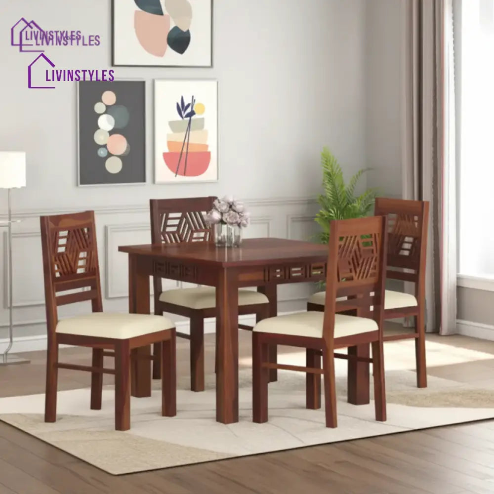 Adiva 4 Seater Sheesham wood Dining Set with Adiva Sheesham Dining Chair