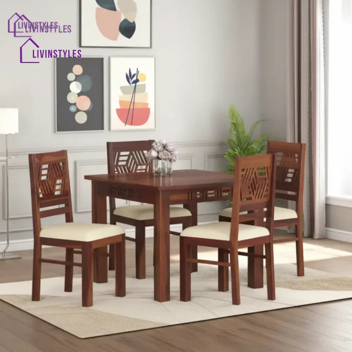 Adiva 4 Seater Sheesham wood Dining Set with Adiva Sheesham Dining Chair