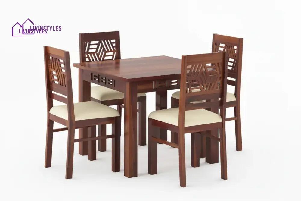 Adiva 4 Seater Sheesham wood Dining Set with Adiva Sheesham Dining Chair