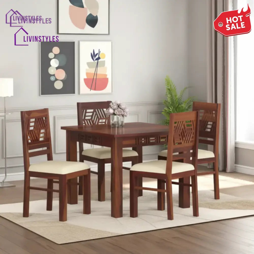 Adiva 4 Seater Sheesham wood Dining Set with Adiva Sheesham Dining Chair