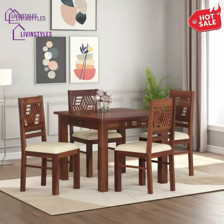 Adiva 4 Seater Sheesham wood Dining Set with Adiva Sheesham Dining Chair
