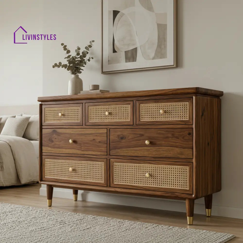Nathan Solid Sheesham Wood Chest Of Drawers for Living Room | Bedroom