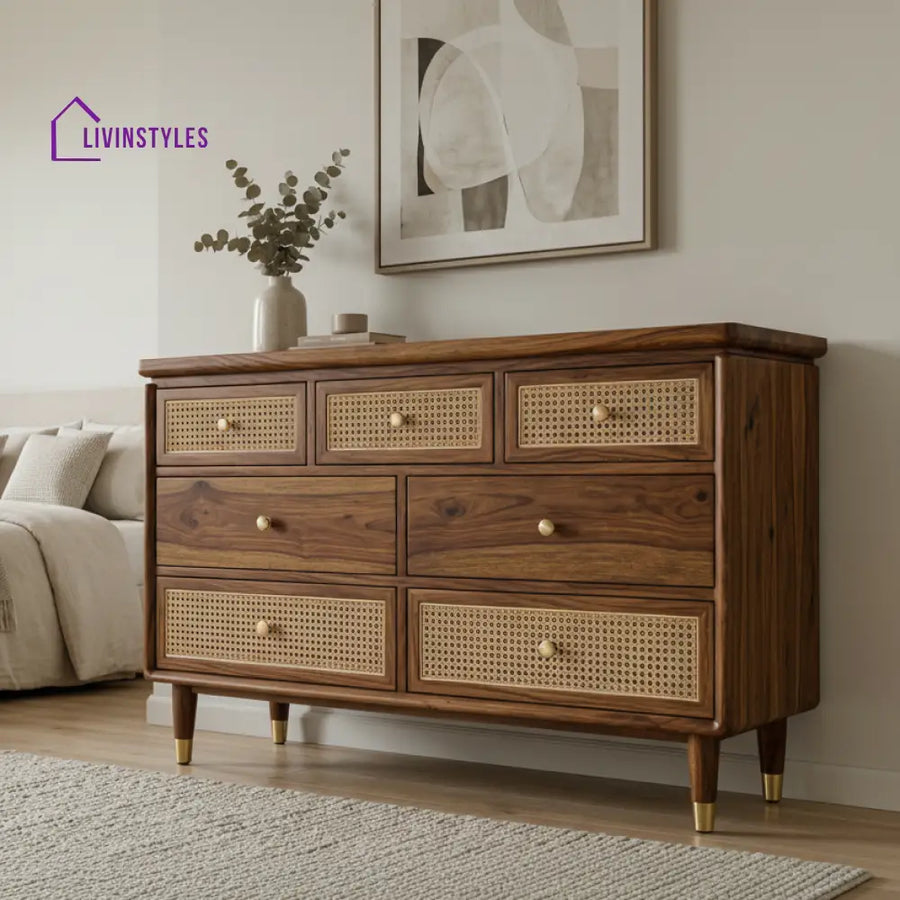 Nathan Solid Sheesham Wood Chest Of Drawers for Living Room | Bedroom