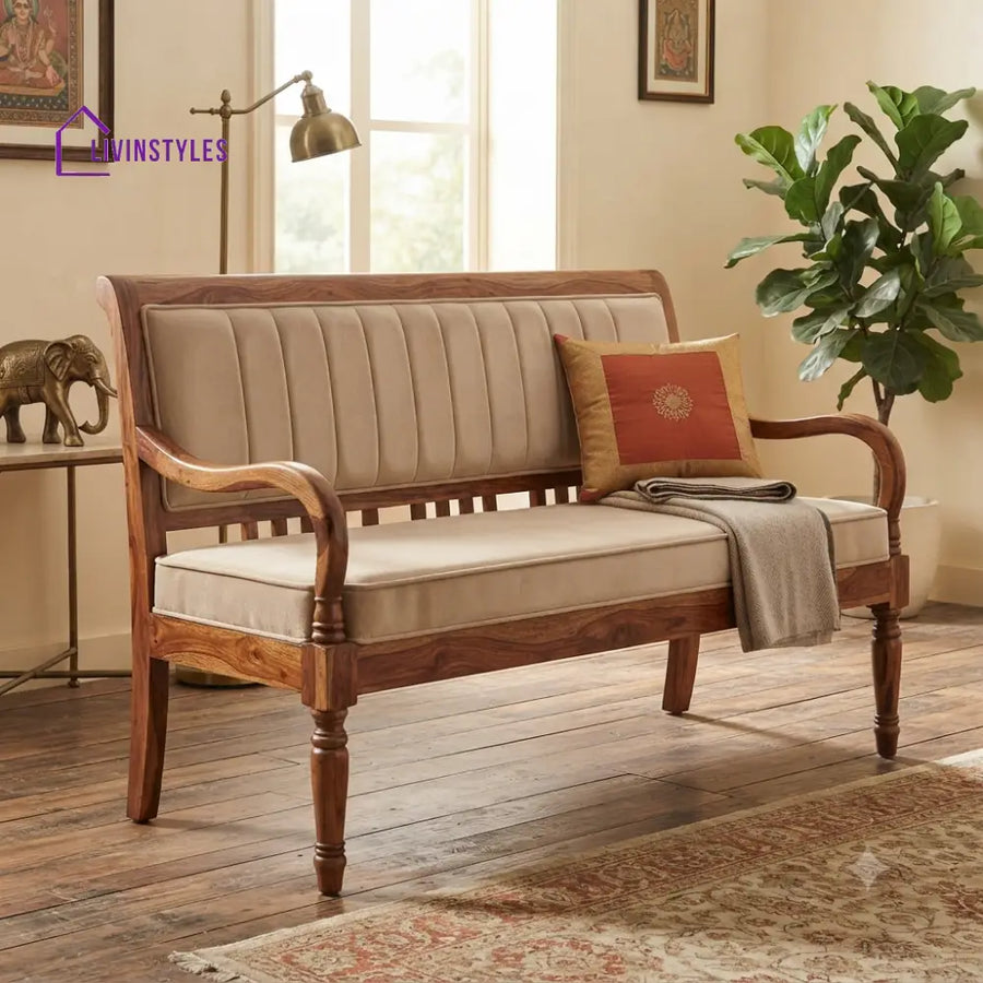 Nathan Wooden Bench for Living Room | Bedroom | Extra Seating