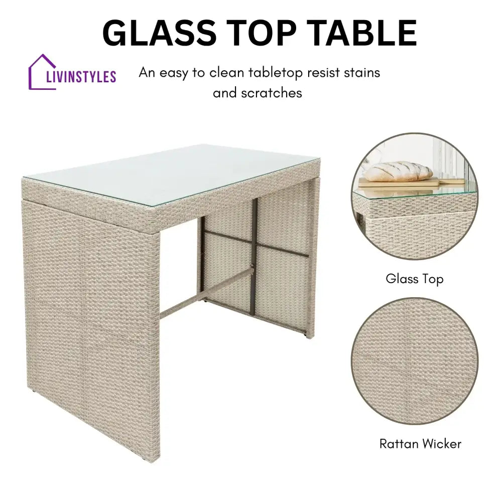 Natsuki 5-Piece Outdoor Rattan Wicker Bar Set with Glass Top Table - Bar Set